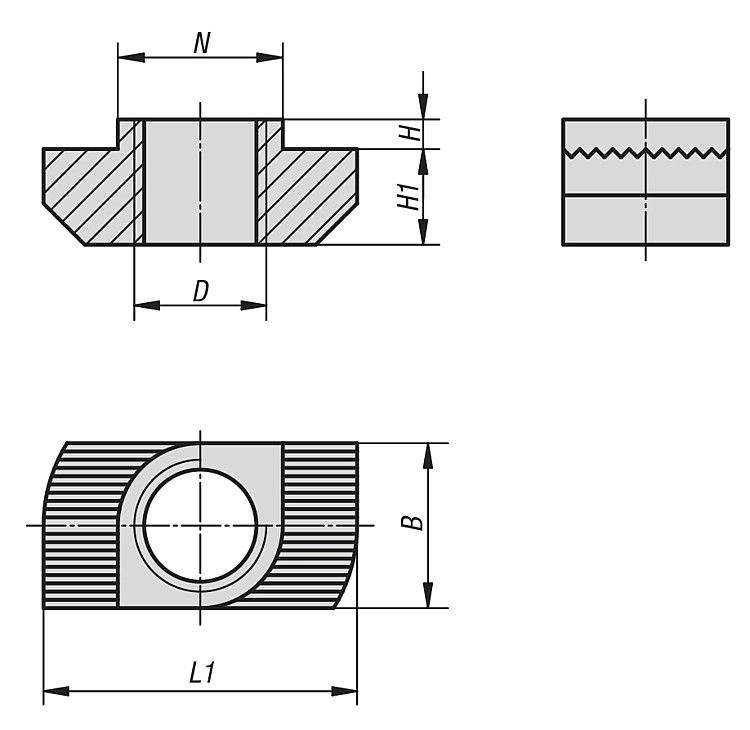 T Nut For Aluminium Profile. M4 Thread. 8mm Slot Width.