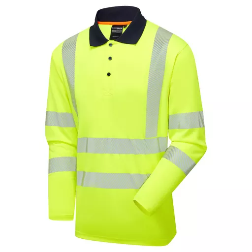 Essentials Hi-Vis Eco CoolMax Yellow Long Sleeve Polo