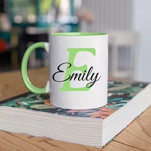 Name and Initial - Personalised Green Coloured Mug