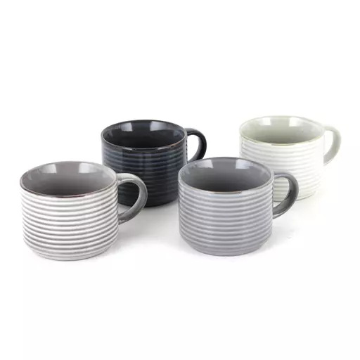 Over and Back 5-Piece Embossed Stackable Mug Set With Rack