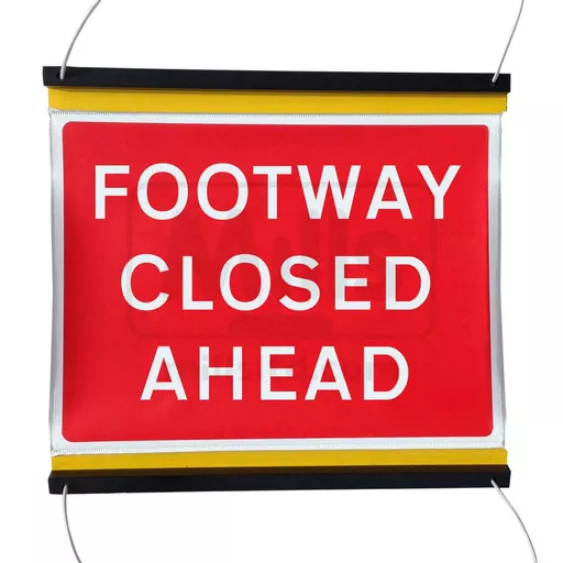 Footway Closed Ahead Barrier Bungee Sign 600 X 450mm