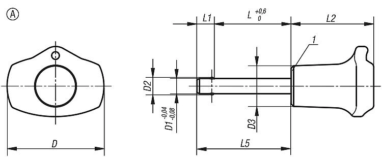 Ball Lock Pin With Mushroom Grip. 10mm Pin Diameter. 25mm Clamping Length. Stainless Steel.