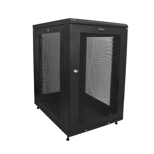 StarTech.com 19in 18U Server Rack Cabinet - 4-Post Adjustable Depth (2" to 30") Network Equipment Rack Enclosure w/Casters/Cable Management/Shelf /1U Shelf/Locking Doors