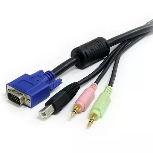 StarTech.com 6 ft 4-in-1 USB VGA KVM Switch Cable with Audio and Microphone