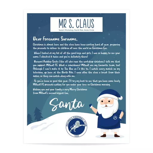 Millwall FC Personalised Letter from Santa