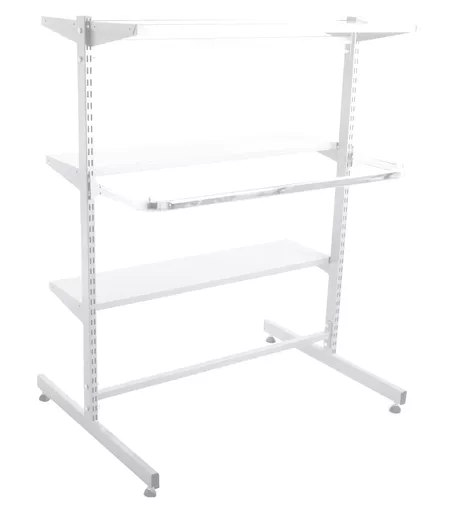 1000mm Wide White Gondola Bundle - 4 White Shelves And One D Rail