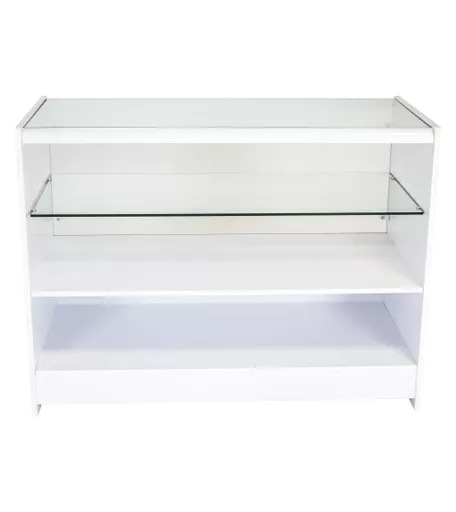 White 1/2 Glass Display Counter - 1200mm x 600mm x 900mm