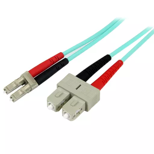 StarTech.com Fiber Optic Cable - 10 Gb Aqua - Multimode Duplex 50/125 - LSZH - LC/SC - 2 m~2m (6ft) LC/UPC to SC/UPC OM3 Multimode Fiber Optic Cable, Full Duplex 50/125µm Zipcord Fiber, 100G Networks, LOMMF/VCSEL, <0.3dB Low Insertion Loss, LSZH Fiber Pa