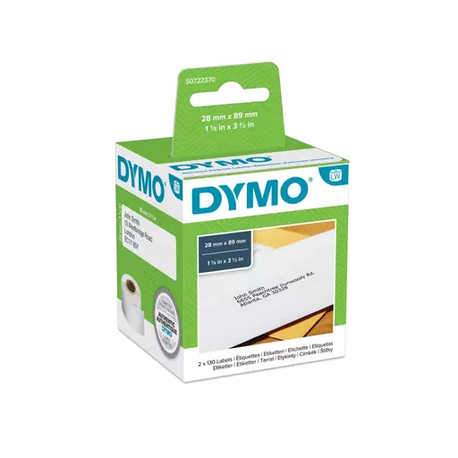 Dymo 99010/S0722370 DirectLabel-etikettes 89mm x28mm Pack=2 for Dymo 400 Duo/60mm