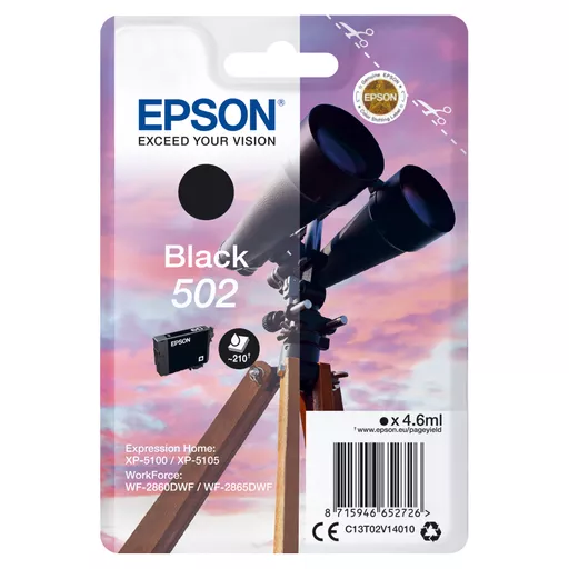 Epson C13T02V14010/502 Ink cartridge black, 210 pages 4,6ml for Epson XP 5100