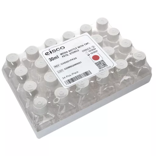 30ml Media Bottle with Cap, PETG, sterile