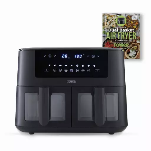 Vortx Vizion 8 Litre Dual Basket Air Fryer T17151 & Recipe Book