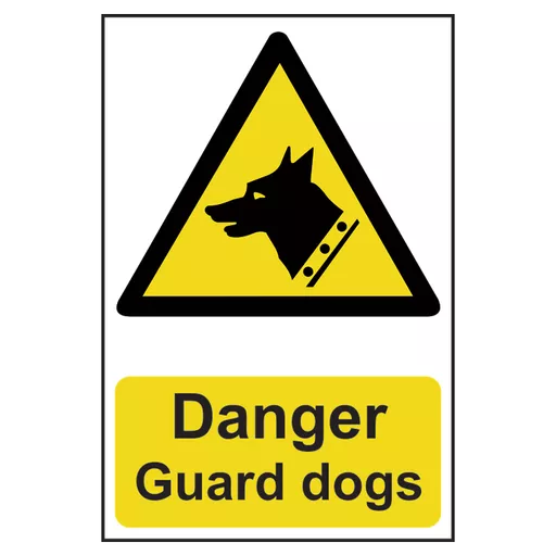 ASEC `Danger: Guard Dogs` Sign 200mm x 300mm