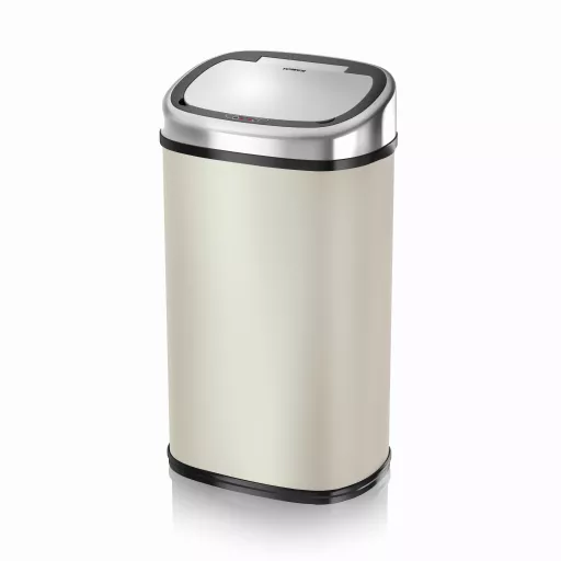58L Square Sensor Bin Almond
