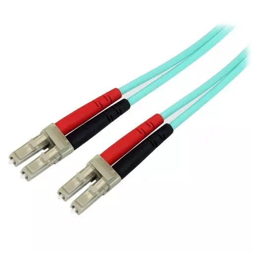 StarTech.com Fiber Optic Cable - 10 Gb Aqua - Multimode Duplex 50/125 - LSZH - LC/LC - 1 m~1m (3ft) LC/UPC to LC/UPC OM3 Multimode Fiber Optic Cable, Full Duplex 50/125µm Zipcord Fiber, 100G Networks, LOMMF/VCSEL, <0.3dB Low Insertion Loss, LSZH Fiber Pat