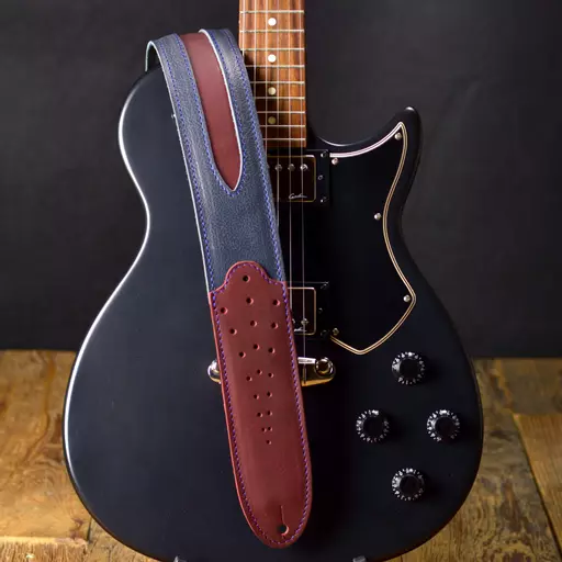 GS60 Tombstone Guitar Strap - dark blue & wine red