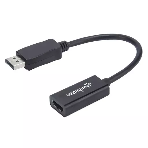 Manhattan DisplayPort 1.1 to HDMI Adapter Cable, 1080p@60Hz, Male to Female, Black, DP With Latch, Not Bi-Directional, Three Year Warranty, Polybag