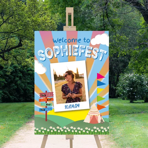 Personalised Festival Camp Photo Birthday Sign