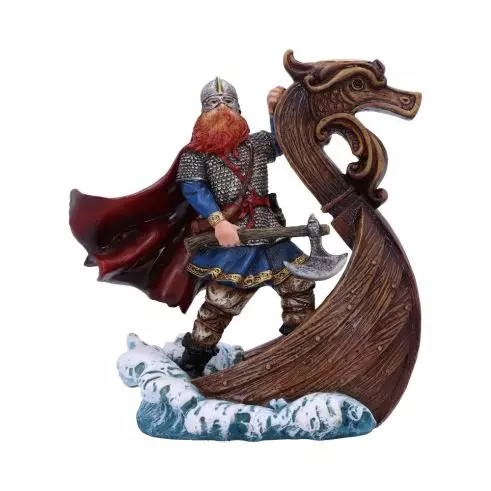 Resin Viking and Boat Figurine