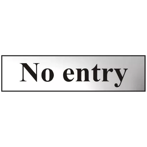 ASEC `No Entry` 200mm x 50mm Chrome Self Adhesive Sign