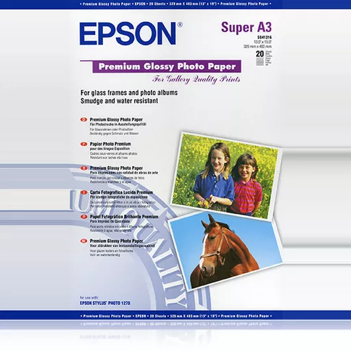 Epson Premium Glossy Photo Paper, DIN A3+, 250g/m², 20 Sheets