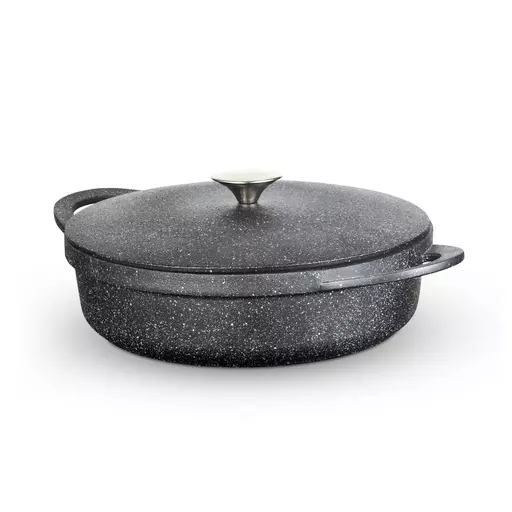 Casserole 28cm Induction, Couvercle en Verre, Antiadhésive sans PFOA,  Aluminium Wecook Cuivre Professional