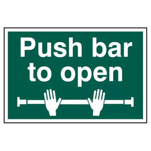 ASEC `Push Bar To Open` 200mm x 300mm PVC Self Adhesive Sign