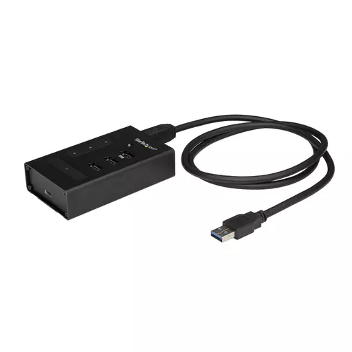StarTech.com 4 Port USB 3.0 Hub - USB Type-A to 1x USB-C & 3x USB-A - Commercial Metal USB Hub - SuperSpeed 5Gbps USB 3.1/3.2 Gen 1 - Self Powered - BC 1.2 Fast Charge - Mountable/Rugged~4 Port USB 3.0 Hub - USB Type-A to 1x USB-C & 3x USB-A - Commercial