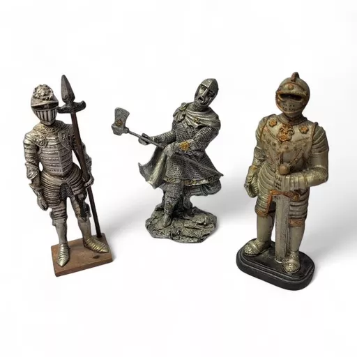 Set of 3 Medieval Knight Figurines