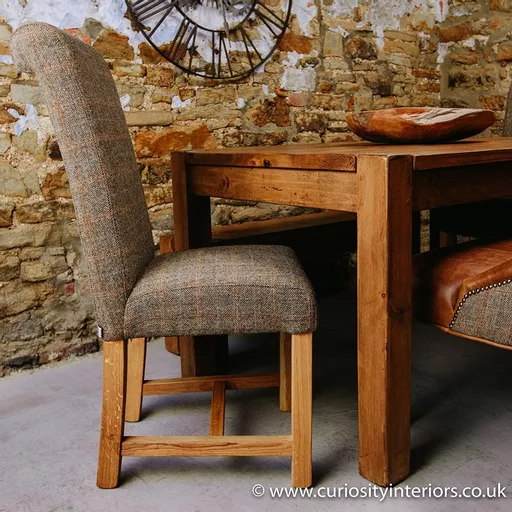 Harris Tweed Rollback Dining Chair in Gamekeeper Thorne - In Stock