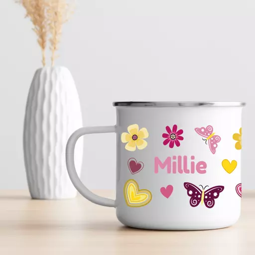 Personalised Butterfly Enamel Mug