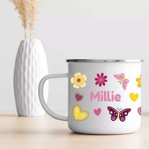 Personalised Butterfly Enamel Mug