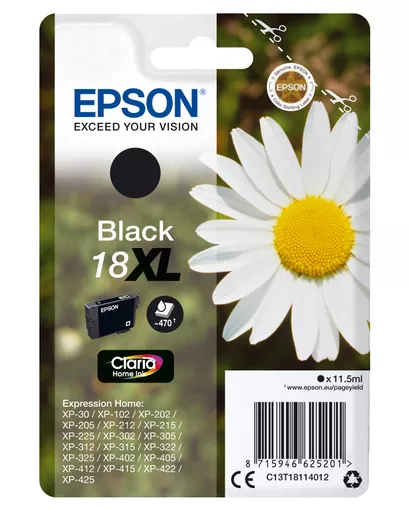 Epson C13T18114012/18XL Ink cartridge black high-capacity, 470 pages 11,5ml for Epson XP 30