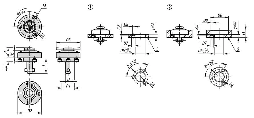Rotary Latch. Nickel-Plated Steel. Stainless Steel Wing Grip. 5mm Pin Diameter. 15.5mm Pin Length.