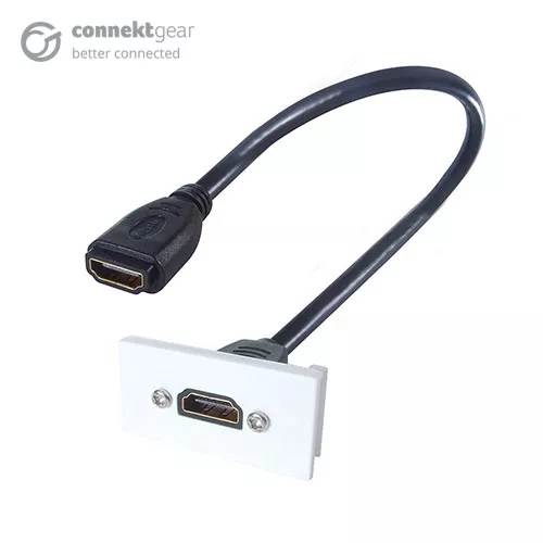 connektgear 0.3m AV Snap-In HDMI Module 25 x 50mm - Socket to Socket - White