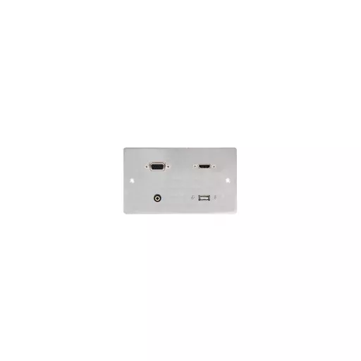 Double Gang  HDMI, VGA, USB-A and 3.5mm Audio Wall Plate (Fly lead couplers)