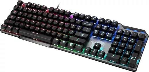 MSI VIGOR GK50 ELITE Mechanical Gaming Keyboard 'UK-Layout, KAILH Box-White Switches, Per Key RGB Light LED Backlit, Tactile, Floating Key Design, Water Resistant, Center'