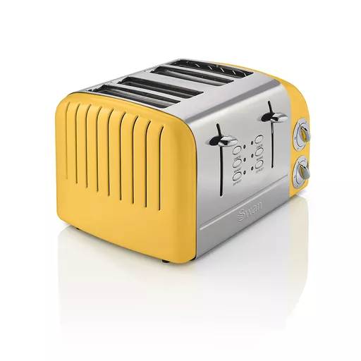 4 Slice Retro Toaster - Yellow