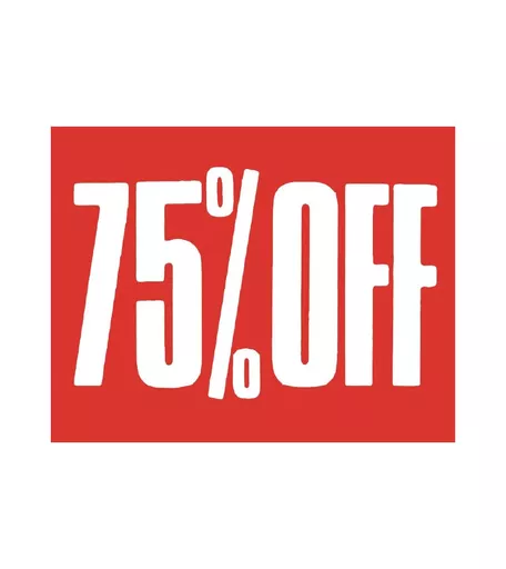 '75% OFF' Red & White Price Card - 250mm x 200mm