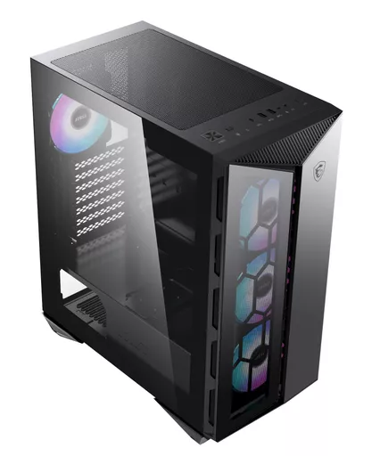 MSI MPG GUNGNIR 110R Mid Tower Gaming Computer Case Black, USB 3.2 Gen2 Type C, 4x 120mm ARGB Fan, Mystic Light Sync, 1 to 6 ARGB Control board, 2x Tempered Glass Panels, ATX, mATX, mini-ITX