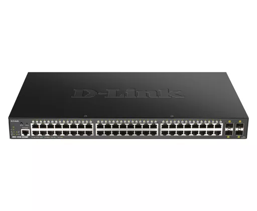 D-Link DGS-1250-52XMP 52 Port Gigabit Smart Managed Switch with 10G Uplinks & Power over Ethernet (PoE) Black