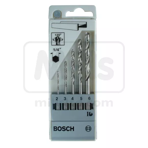 Bosch 5 Piece HSS-G Hex Shank Metal Drill Set 2-6mm