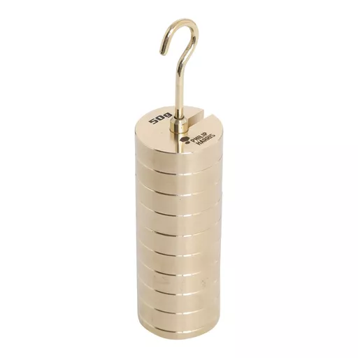 Philip Harris Hanging Slotted Masses, Brass (250g) - 4 x 50g Masses and Hanger