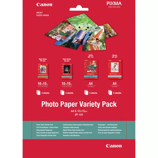 Canon VP-101 Photo Paper Variety Pack 4x6” and A4 - 20 Sheets