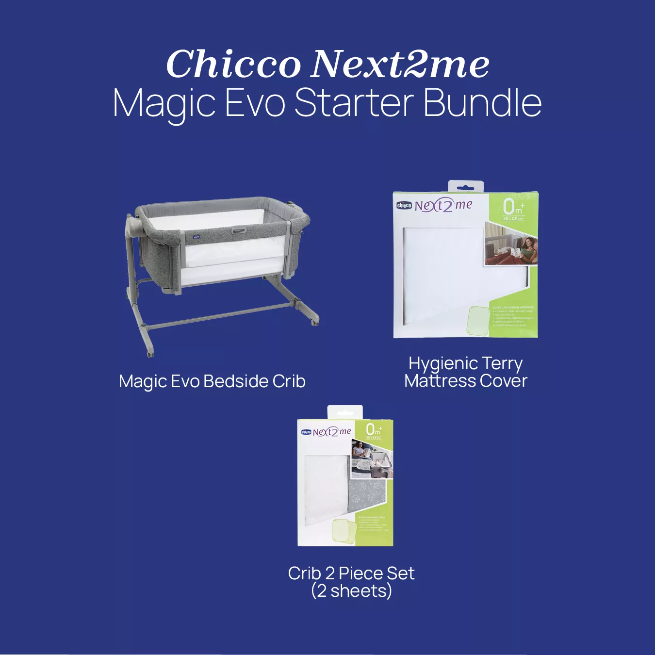 Chicco Next2Me Magic Evo Starter Bundle in Dark Grey