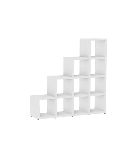 White Storage Step Cube Shelving 4 x 4