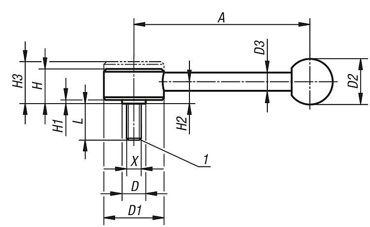 Tension Lever. M10x20mm Thread. 131mm Long Handle.