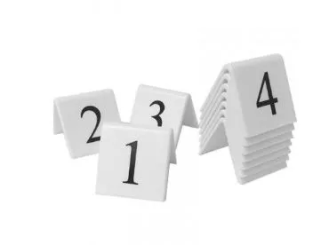 1-20 BLACK TEXT ON WHITE TABLE NUMBERS 50MM X 50MM