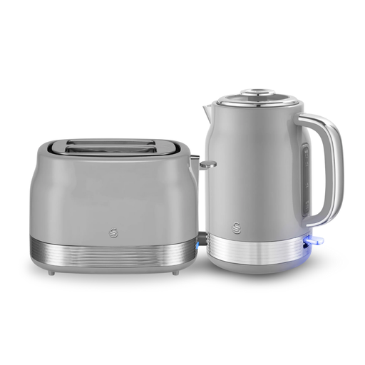 Swan Grey Retro 1.7L Jug Kettle & 2 Slice Toaster Bundle