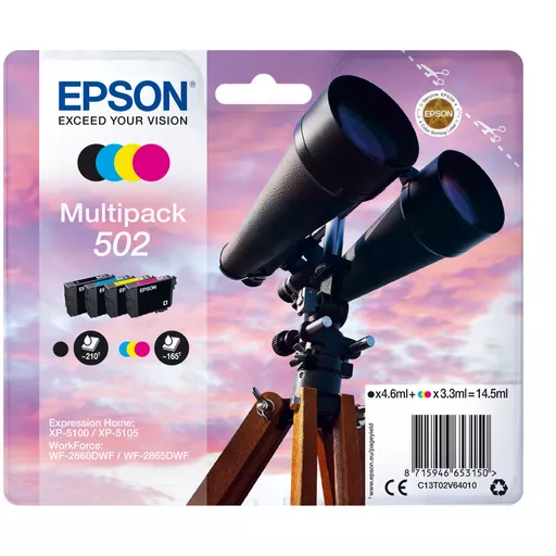 Epson C13T02V64010/502 Ink cartridge multi pack Bk,C,M,Y 4,6ml + 3x3,3ml Pack=4 for Epson XP 5100